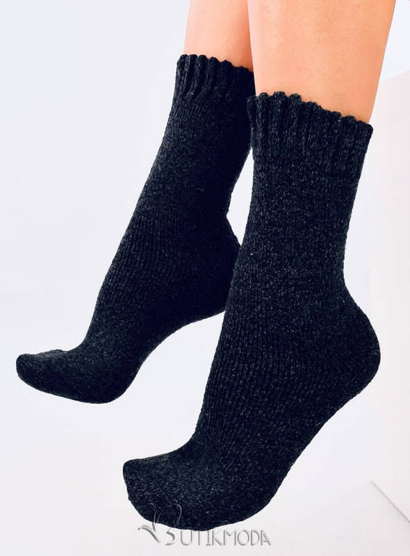 Wintersocken aus Wolle Schwarz