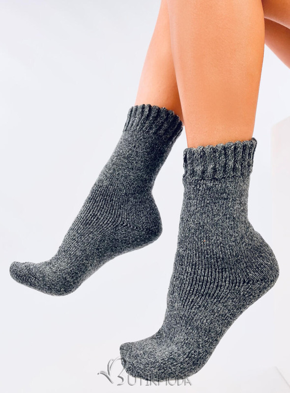 Wintersocken aus Wolle Anthrazit