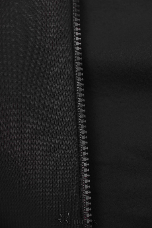 Kapuzensweatjacke in längerer Form schwarz
