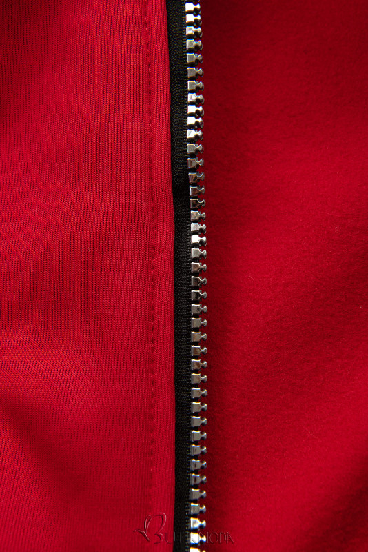 Sweatjacke mit Strickkapuze Rot