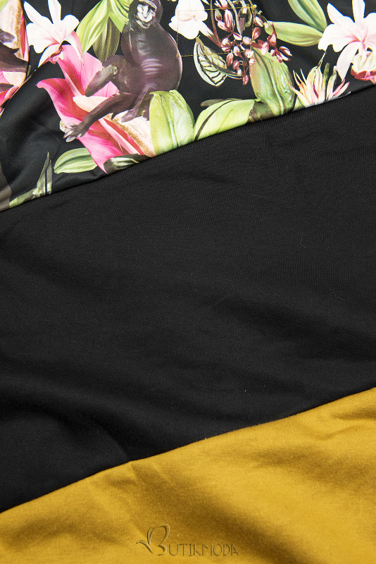 Sweatshirt mit Blumenmuster mustard/schwarz