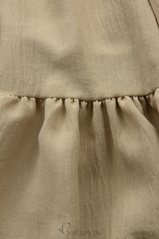 Midi-Sommerkleid mit Gürtel Beige