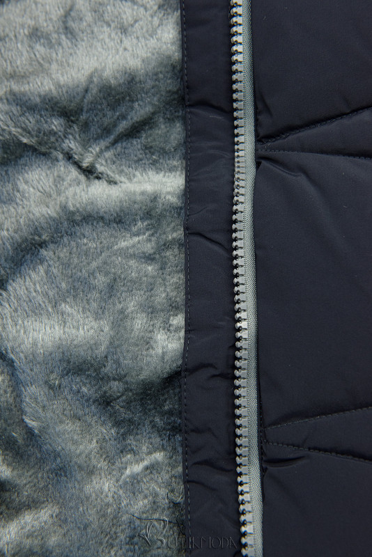 Extra warme Winterjacke mit Plüsch Navy/Grau