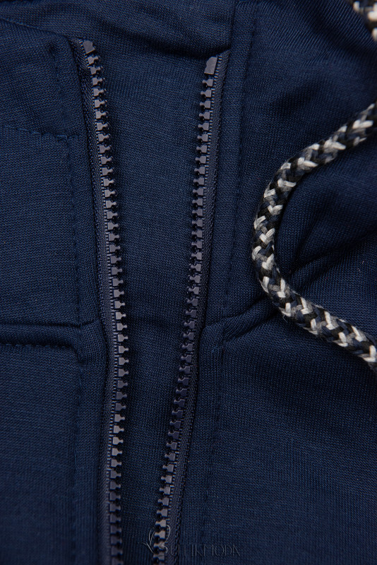 Kapuzensweatjacke in langer Form dunkelblau