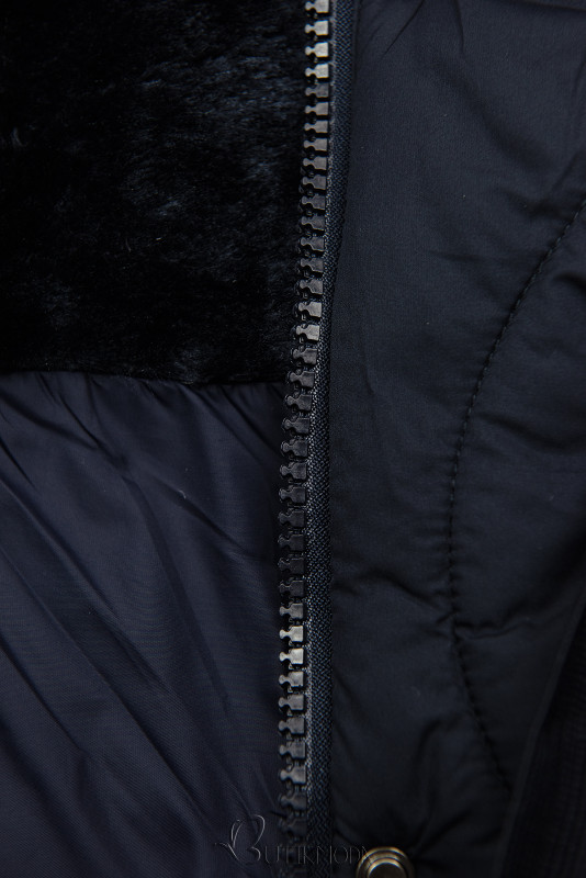 Stepp-Mantel mit Kapuze dunkelblau