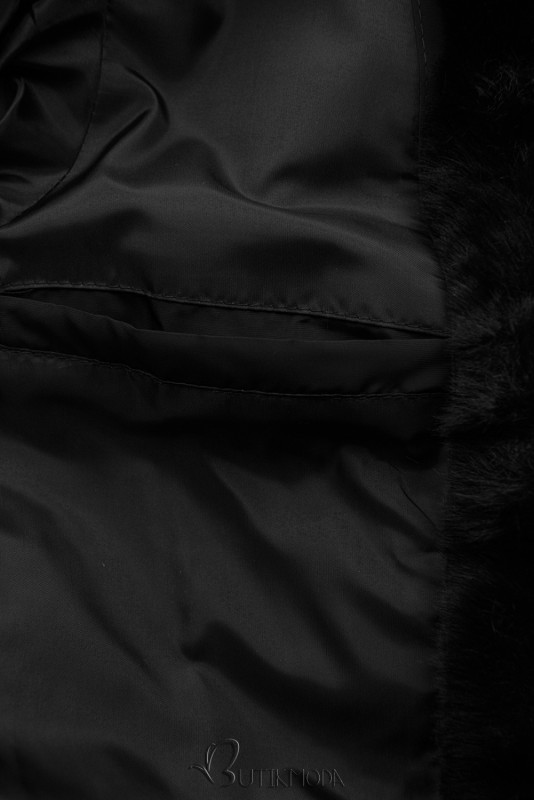 Winter Steppjacke in langer Form Schwarz