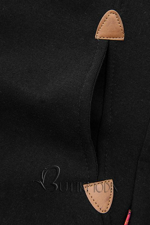 Sweatshirt/Sweatkleid mit Kapuze schwarz