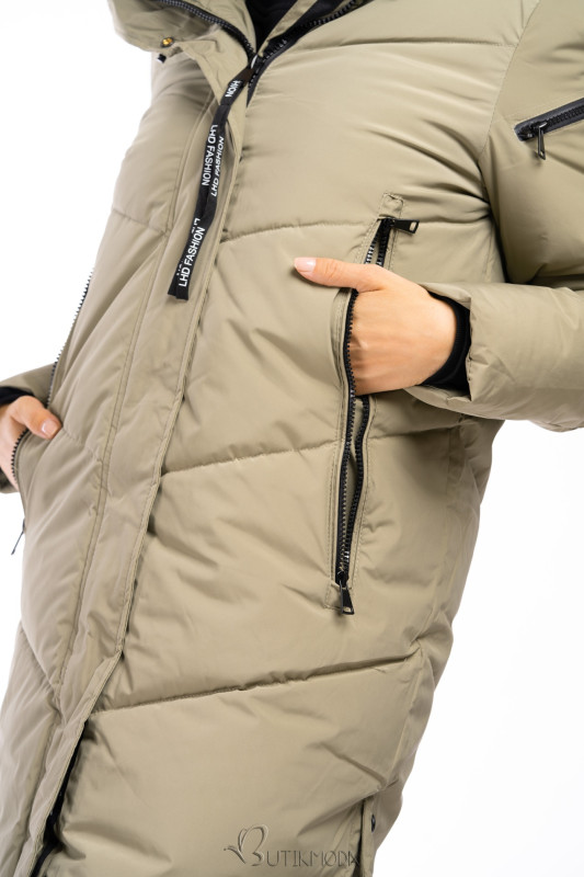 Extra warme lange Winterjacke mit Plüsch Grau