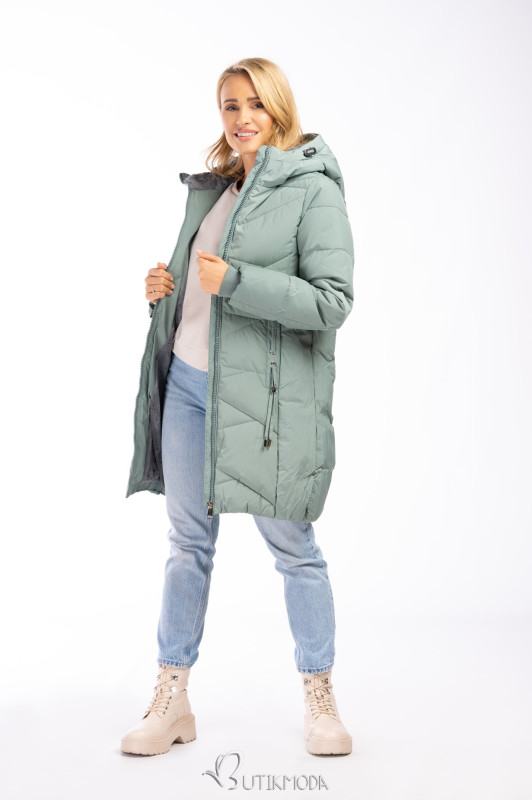 Warme Winterjacke in verlängertem Schnitt Braun