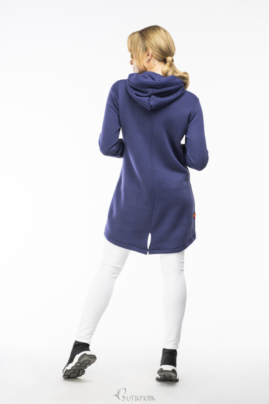 Sweatjacke mit Strickdetails Dunkelblau