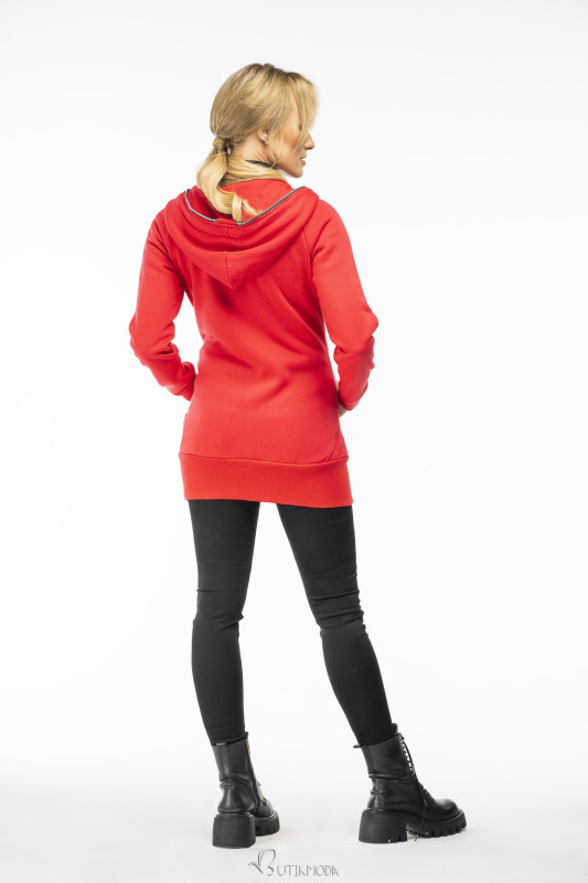 Sweatjacke mit Satin-saum rot