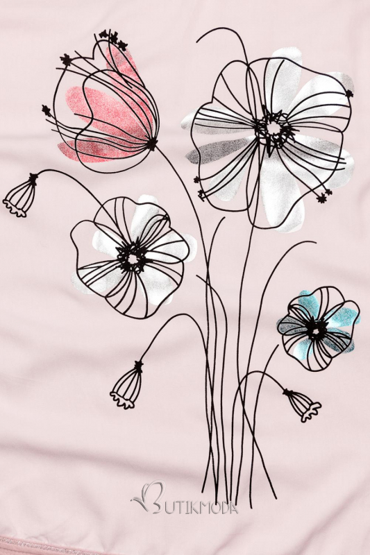 T-Shirt mit Druck - rosa/Blumen