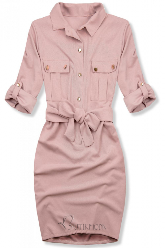 Basic Kleid mit Gürtel rosa