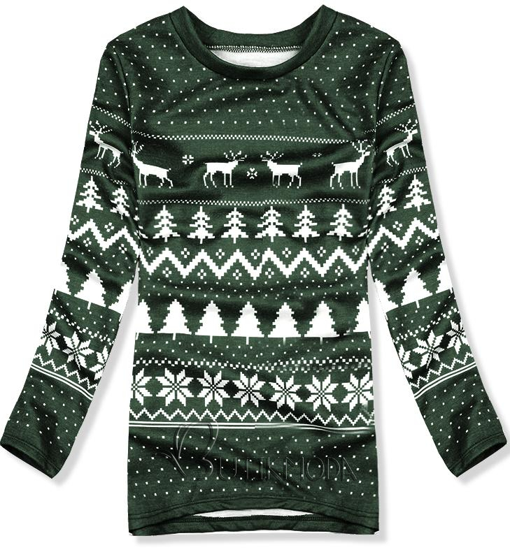 Sweatshirt mit Weihnachtsmuster grün