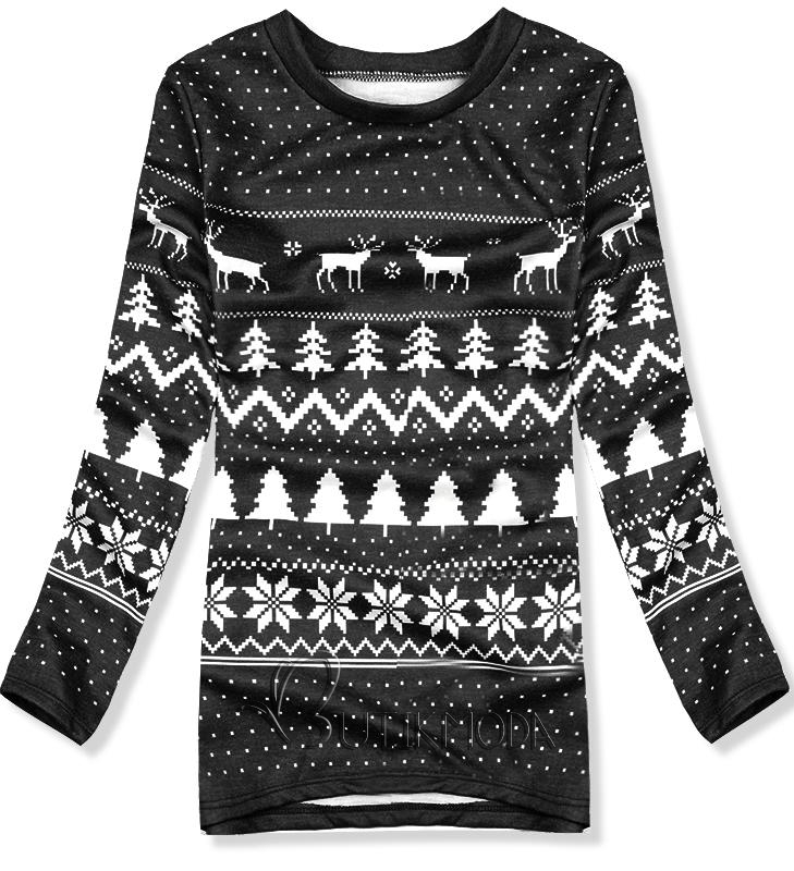 Sweatshirt mit Weihnachtsmuster schwarz