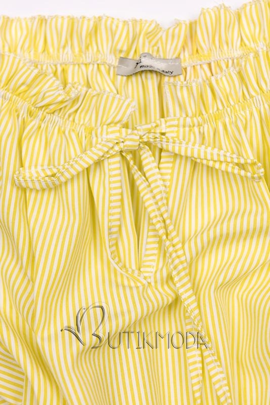 Off-Shoulder Kleider mit Streifen gelb