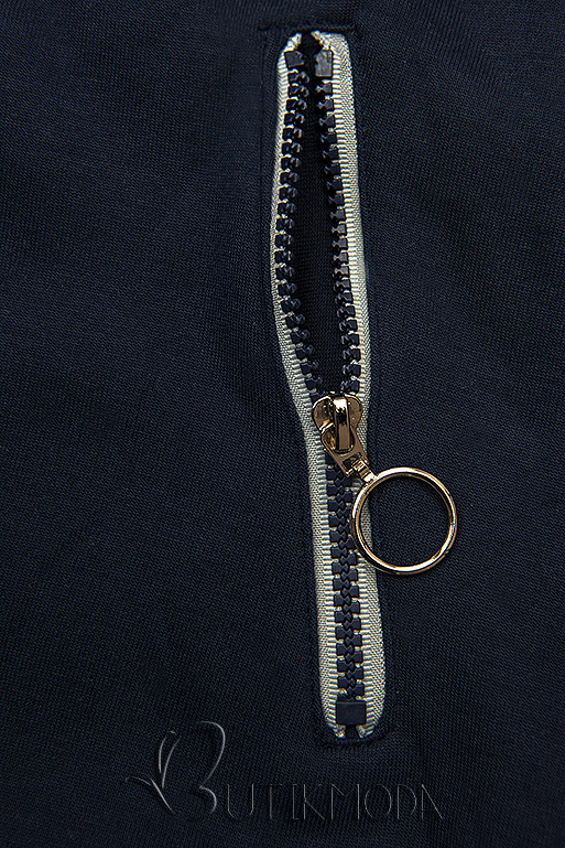 Kapuzensweatjacke in langer Form mit Zipper dunkelblau