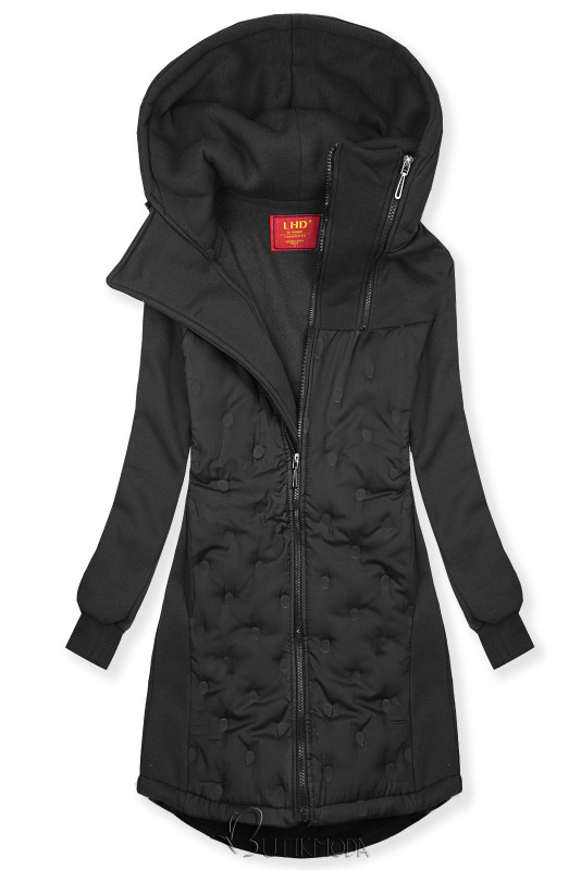 Sweatjacke mit strukturiertem Material Schwarz