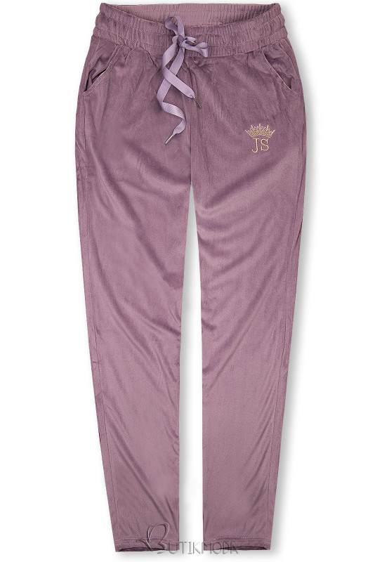 Hose in Samt-Optik Mauve