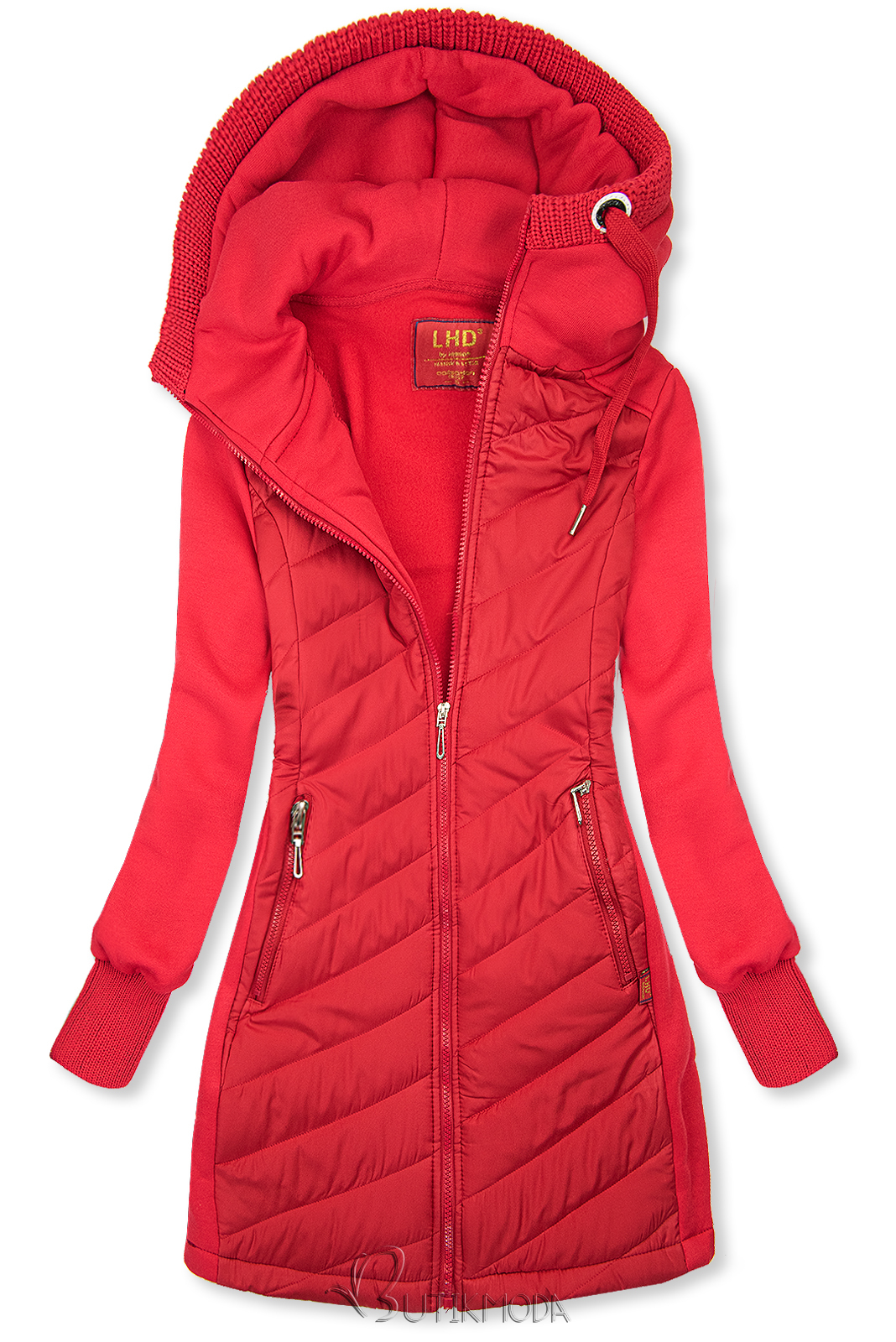 Warmes Kapuzen-Sweatjacke Rot