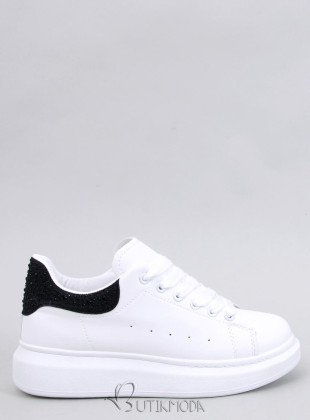 Plateau-Sneaker mit Zirkonen white/black