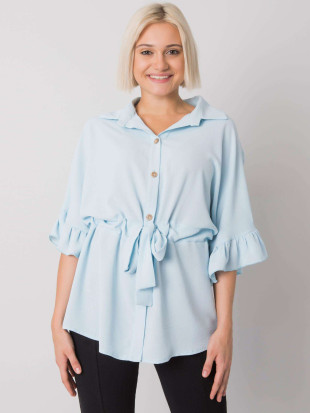 Stilvolle Bluse mit Volant in Hellblau
