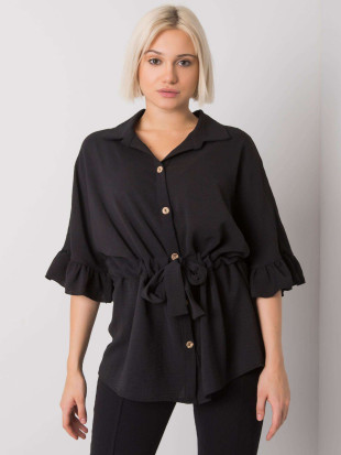 Elegante schwarze Bluse mit Rüschen
