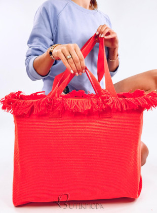 Strandtasche im Boho-Stil mit Quasten Orange