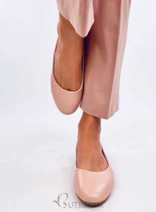 Ballerinas aus Leder Rosebeige