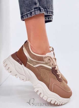 Sneakers mit metallischen Details Beige