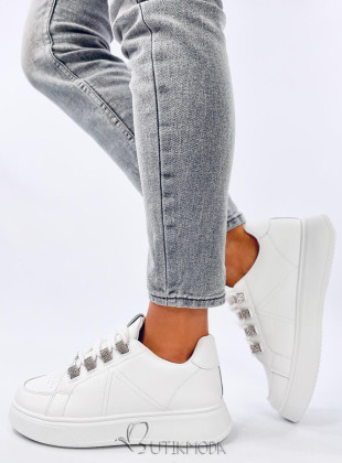 Damen-Sneaker mit Zirkonen Weiß