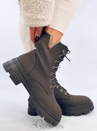 Military-Stiefel mit goldenen Details Khaki