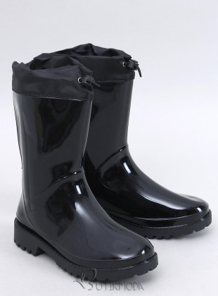 Glänzende schwarze Gummistiefel