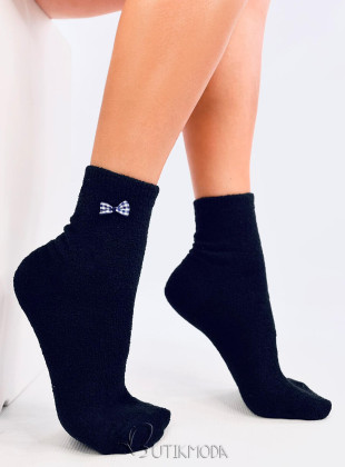 Warme Socken mit Schleife Schwarz