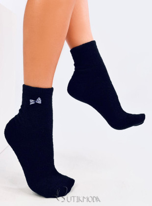 Warme Socken mit Schleife Schwarz