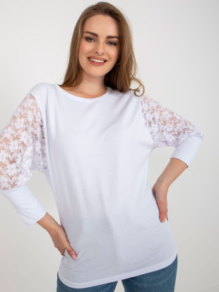 Weiße Bluse mit Spitze an den Ärmeln Hawana RUE PARIS