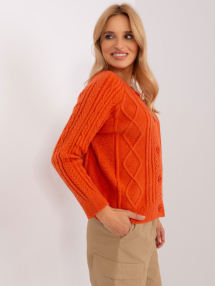 Oranger Damenpullover mit Knöpfen