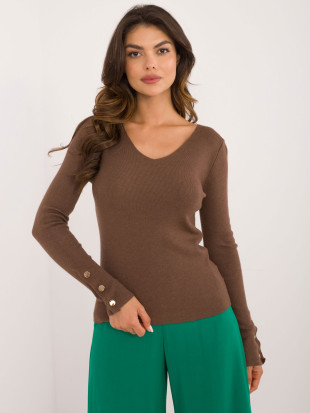 Brauner Pullover mit langen Ärmeln