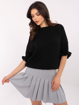 Eleganter schwarzer Pullover mit 3/4-Ärmeln