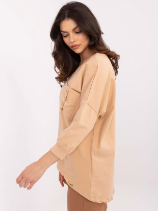 Stylische braune Bluse mit 3/4-Ärmeln