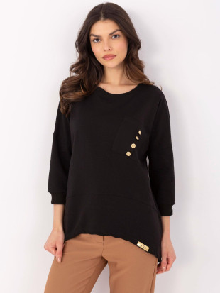 Stylische schwarze Bluse mit 3/4-Ärmeln