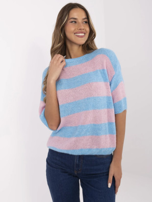Blauer Pullover mit 3/4 Ärmeln