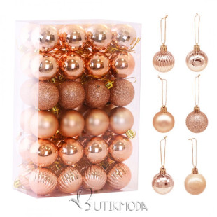 Set mit 48 Ornamenten, Rose Gold, Durchmesser 3.5 cm