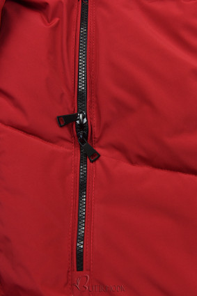 Extra warme lange Winterjacke mit Plüsch Rot