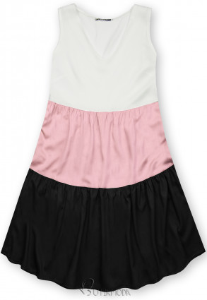Kleid mit Color-Blocking-Optik rosa/schwarz