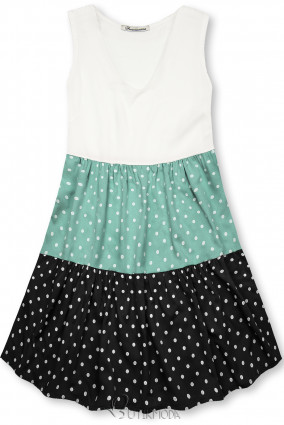 Kleid mit Punktedruck minzgrün/schwarz