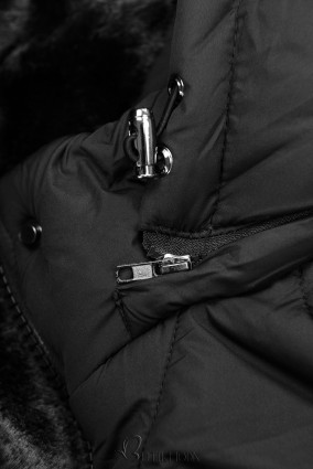 Stepp-Mantel mit Kapuze schwarz
