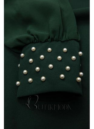 Kleid mit Perlen-Verzierung am Ärmel grün