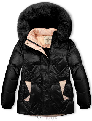 Winterjacke für Mädchen mit Kapuze Schwarz