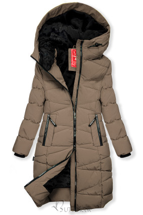 Extra warme Winterjacke mit Plüsch Braun/Schwarz